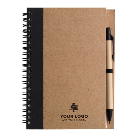 Wire bound notebook with ballpen. Stella green