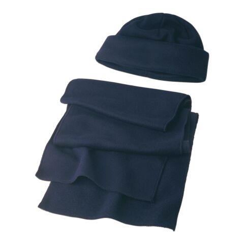 Beanie and scarf Russo, Polyester fleece (200 gr/m²) blue | No Branding | not available | not available