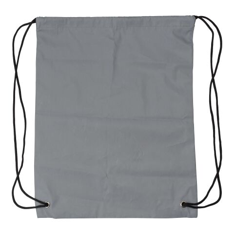 Synthetic fibre (190D) reflective drawstring backpack Melila grey | No Branding | not available | not available
