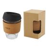 Lidan 360 ml borosilicate glass tumbler with cork grip and silicone lid Solid black | not available