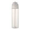 Theron 700 ml RCS recycled plastic water bottle with dual function lid and flip straw White