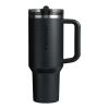 Stanley Quencher® ProTour 1180 ml recycled stainless steel insulated flip straw tumbler	 Solid black