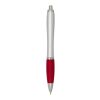 Nash RCS recycled plastic ballpoint pen with silver barrel and coloured grip (black ink) Standard | Red | No Branding | not available | not available