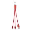 Metal 4-in-1 recycled aluminium charging cable with keychain Standard | Red | Not applicable | No Branding | not available | not available