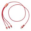 Versatile 5-1 recycled aluminium charging cable Standard | Red | No Branding | not available | not available