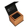 SCX.design O12 wooden light-up logo pencil holder with dual USB output Brown | Light Up Logo | front | 40 mm x 35 mm