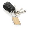 RCS recycled zinc alloy rectangle keychain with bamboo silver-brown | No Branding | not available | not available