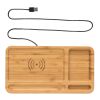 Bamboo desk organiser 5W wireless charger brown | No Branding | not available | not available