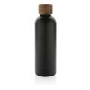 Wood RCS certified recycled stainless steel vacuum bottle black | No Branding | not available | not available