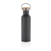 Modern stainless steel bottle with bamboo lid grey | No Branding | not available | not available