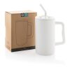 Cube RCS certified recycled steel mug 800ml white | No Branding | not available | not available