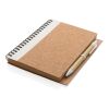 Cork spiral notebook with pen White | No Branding | not available | not available