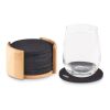 RPET coasters in bamboo holder wood | No Branding | not available | not available | not available