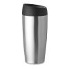 Double wall travel cup 350 ml with push function lid matt silver | No Branding | not available | not available | not available