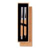 Metal ballpoint pen set in cork box wood | No Branding | not available | not available