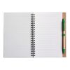 Wire bound notebook with ballpen. Stella green