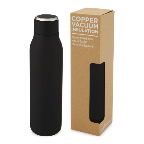 Marka 600 ml copper vacuum insulated bottle with metal loop Standard | Solid black | Not applicable | No Branding | not available | not available
