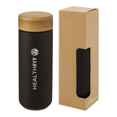 Lumi 300 ml ceramic tumbler with bamboo lid Solid black | not available