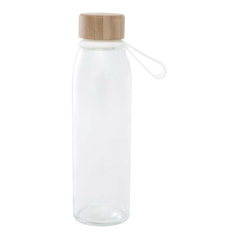 Porto 500 ml glass water bottle with silicone handle and bamboo lid  Standard | White | No Branding | not available | not available