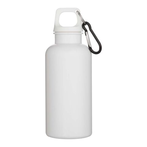 Oregon 400 ml solid colour RCS recycled plastic water bottle with carabiner  Standard | White | No Branding | not available | not available