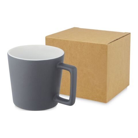 Cali 370 ml ceramic mug with matt finish Standard | White-Grey | No Branding | not available | not available