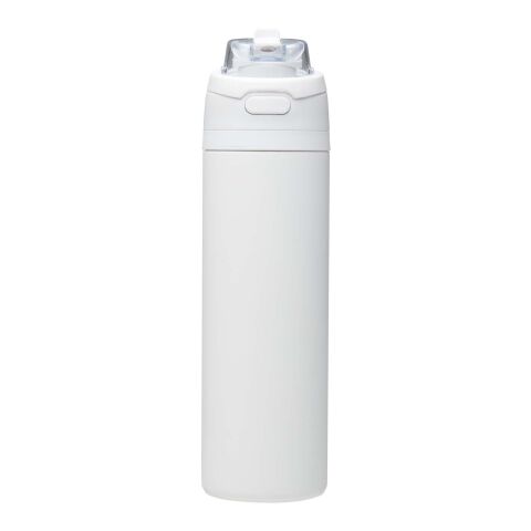 Theron 800 ml RCS recycled single wall stainless steel water bottle with dual function lid  White