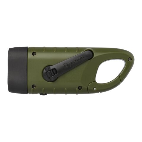 Helios recycled plastic solar dynamo flashlight with carabiner Standard | Army green | No Branding | not available | not available