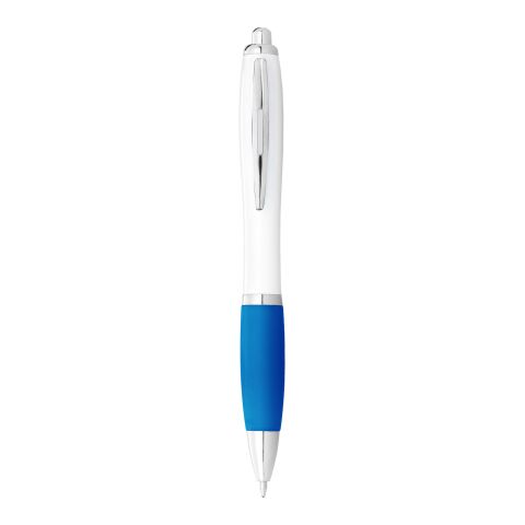 Black Ink Nash Ballpoint Pen White Barrel &amp; Coloured Grip Standard | White-Aqua | Not applicable | No Branding | not available | not available