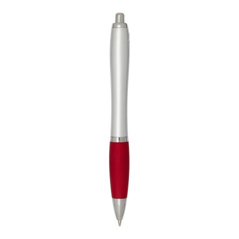 Nash RCS recycled plastic ballpoint pen with silver barrel and coloured grip (black ink) Standard | Red | No Branding | not available | not available