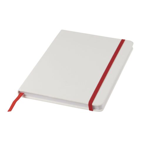 Spectrum A5 white notebook with coloured strap Standard | White-Red | not available | No Branding | not available | not available | not available