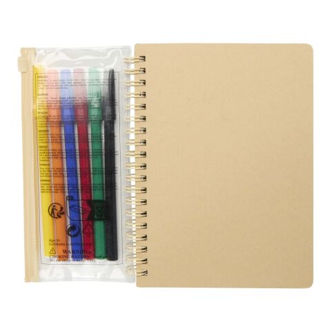 Squiggle B6 hard cover notebook and markers set Natural