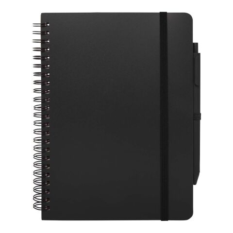 Thalaasa A5 ocean-bound hard cover notebook with ballpoint pen (black ink) Standard | Solid black | not available | No Branding | not available | not available