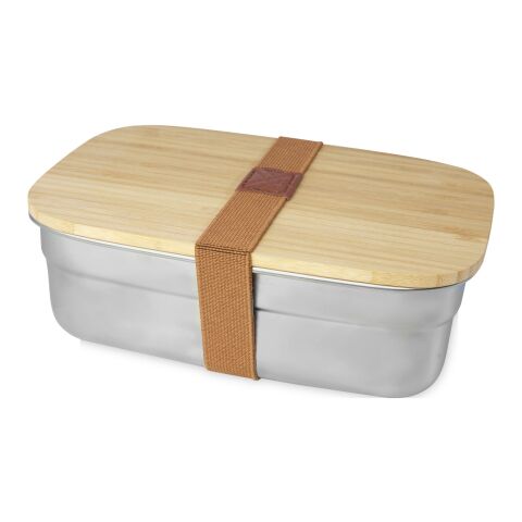 Tite stainless steel lunch box with bamboo lid Standard | Natural-Silver | 1-color Pad Print | lid | 55 mm x 55 mm