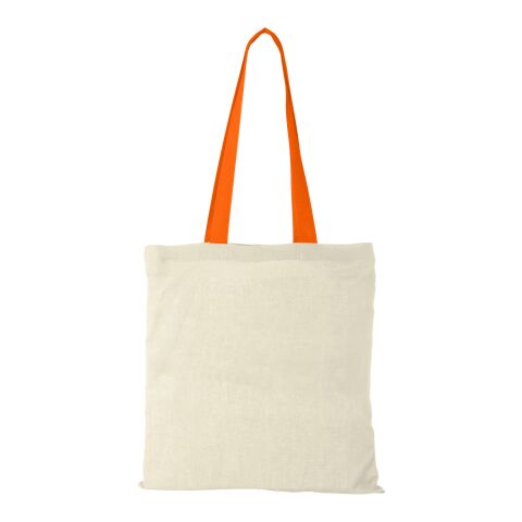 Nevada 100 g/m² cotton tote bag coloured handles Standard | Natural-Orange | not available | No Branding | not available | not available | not available