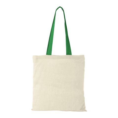 Nevada 100 g/m² cotton tote bag coloured handles Standard | Natural-Bright green | not available | No Branding | not available | not available | not available