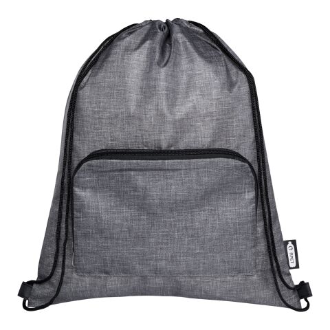 Ash GRS recycled foldable drawstring bag 7L Standard | Heather grey-Solid black | No Branding | not available | not available | not available