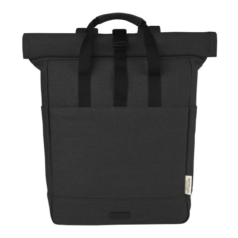 Joey 15” GRS recycled canvas rolltop laptop backpack 15L Standard | Solid black | not available | No Branding | not available | not available | not available