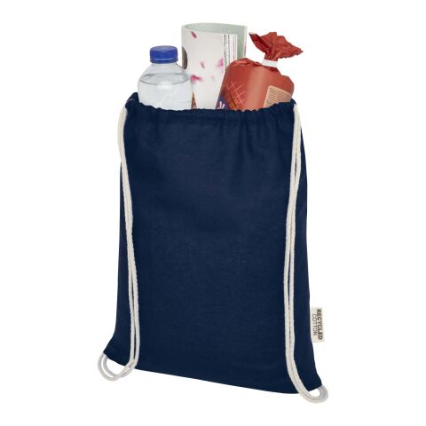 Oregon 140 g/m² GRS recycled cotton drawstring bag Standard | Navy | not available | No Branding | not available | not available | not available