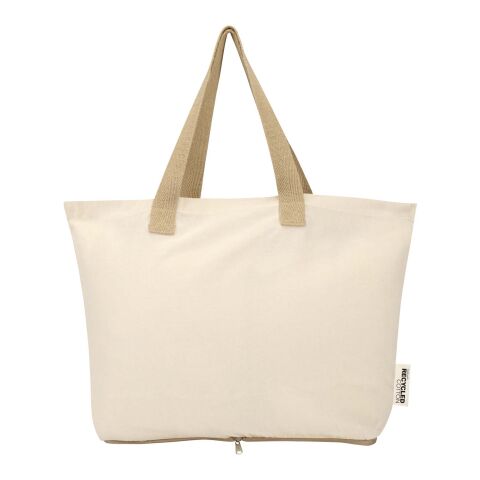 Sierra 140 g/m² GRS recycled foldable cotton tote bag 7L Standard | Natural-Natural | No Branding | not available | not available | not available