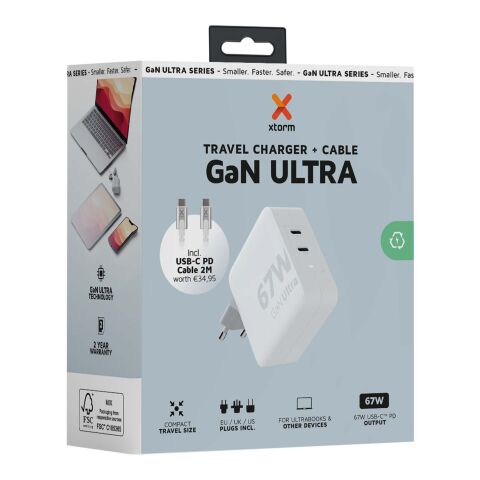 Xtorm XVC2067 GaN Ultra 67W travel charger with 100W USB-C PD cable Standard | white | No Branding | not available | not available
