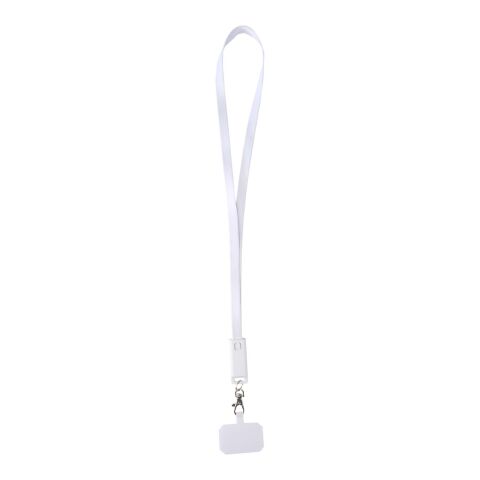 Franz recycled plastic smartphone lanyard with built-in data sync and 65W fast charge 5-in-1 cable Standard | white | No Branding | not available | not available | not available