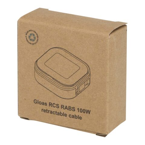 Gloas 5-in-1 recycled retractable data sync and 100W fast charge cable with smartphone tool kit Standard | White | No Branding | not available | not available