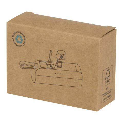 Alnair 5000 mAh 10W recycled plastic Type-C power bank with built-in flip stand and 2-in-1 cable Standard | White | No Branding | not available | not available