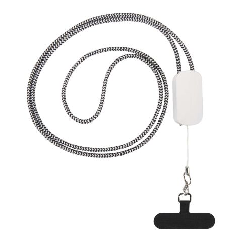 Anser recycled plastic smartphone lanyard with 27W 5-in-1 built-in cable Standard | White | No Branding | not available | not available