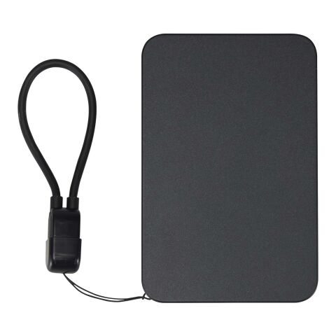 SMART 5000 mAh recycled plastic magnetic power bank with lanyard Solid black