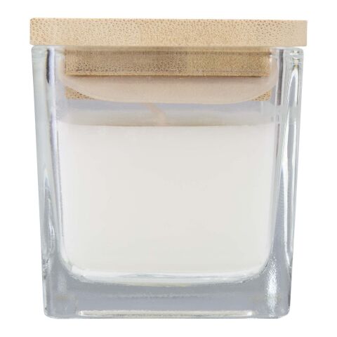 Ambra square glass candle with bamboo lid White