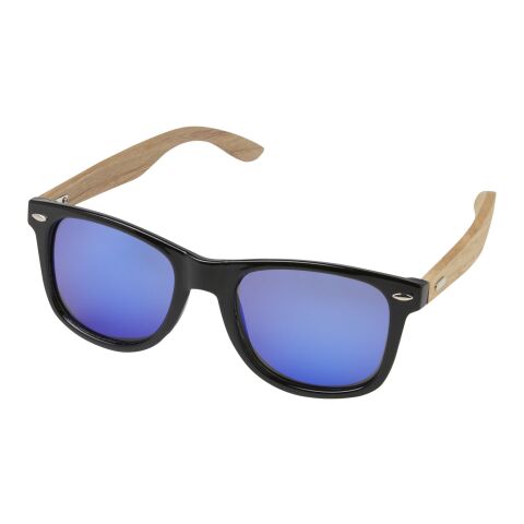 Hiru rPET/wood mirrored polarized sunglasses in gift box Standard | Brown | 1-color Pad Print | left temple | 50 mm x 7 mm