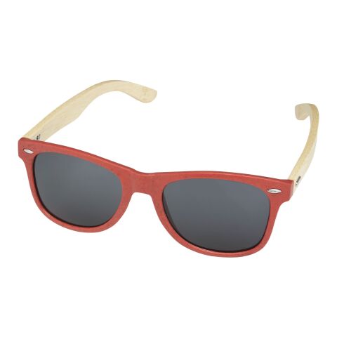 Sun Ray bamboo sunglasses Standard | Red | 1-color Pad Print | left temple | 50 mm x 7 mm