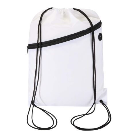 Oriole RPET drawstring bag with zipped front pocket 5L White