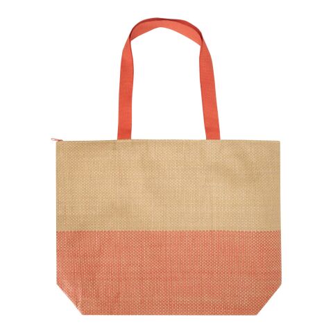 Rhythm straw paper large zipped tote bag 21L Brick